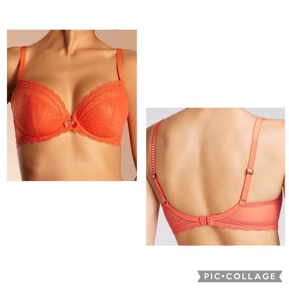 CHANTELLE Women’s Flamingo Orange C-CHIC SEXY Full Cup Bra Underwire 32 DDDD